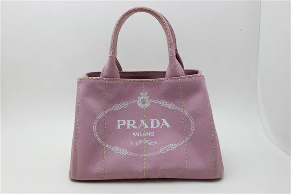 Prada bag handbag Canapa canvas pink Beige Cream
